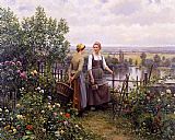 Daniel Ridgway Knight Canvas Paintings - Maria and Madeleine on the Terrace